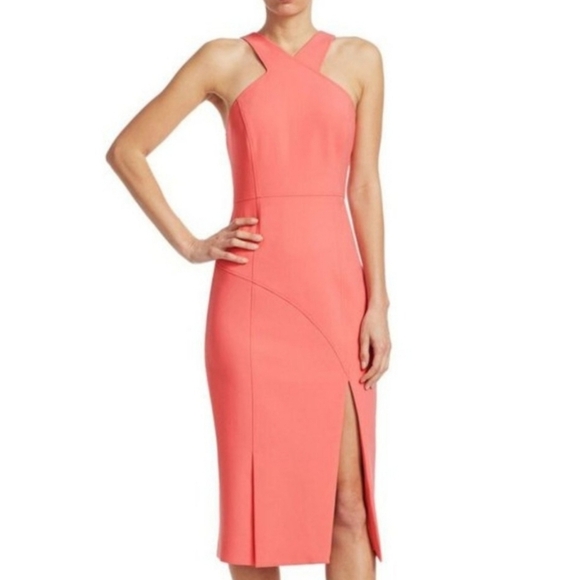 Cinq à Sept Preppy  Melina Halter Cutaway Romantic  Midi Dress 2 - Picture 1 of 16
